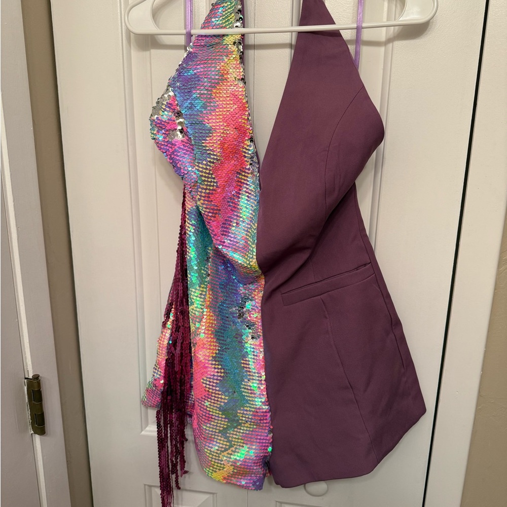Colorful Sequin and Purple shorts jumper by Nasty Gal size 8
